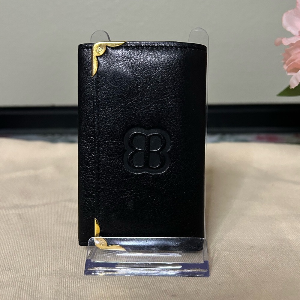 Balenciaga Black Leather Key Holder with Gold Hardware